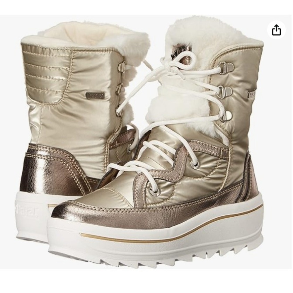 Pajar Canada Snow Boots Gold Metallic Waterproof Extreme Cold Women 9-9.5 NEW